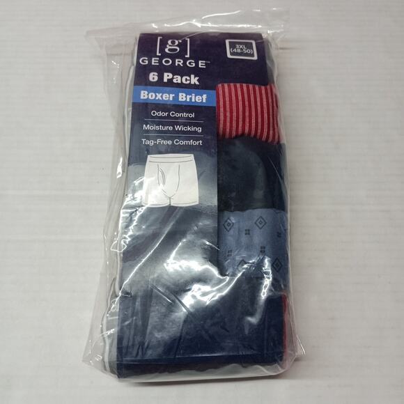 6-Pack GEORGE Men’s 3XL Boxer Briefs Moisture Wicking Odor Control Tag-Free - Picture 1 of 4